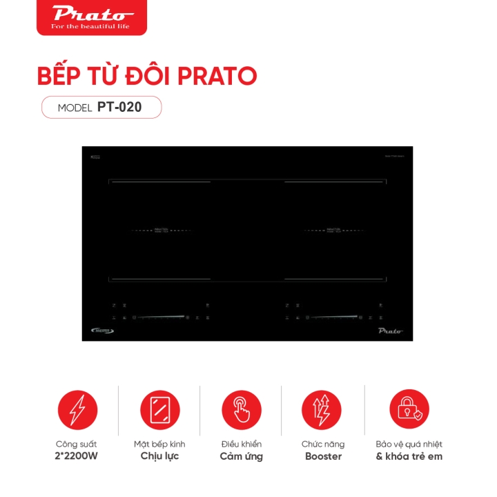 Bếp từ đôi Prato Model: PT020